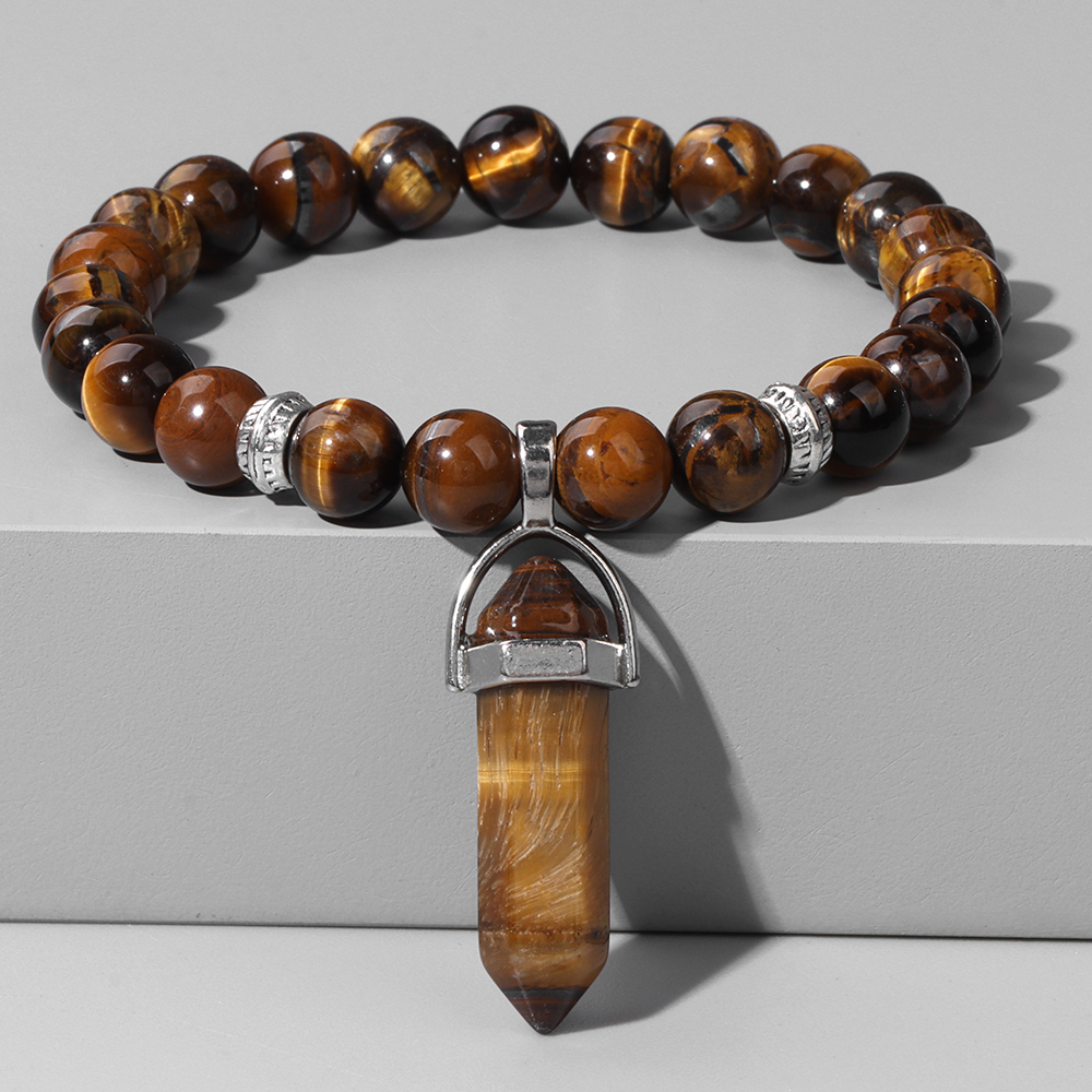 Pilates Yoga Block - Natural Tiger Eye Stone Bracelet Hexagonal