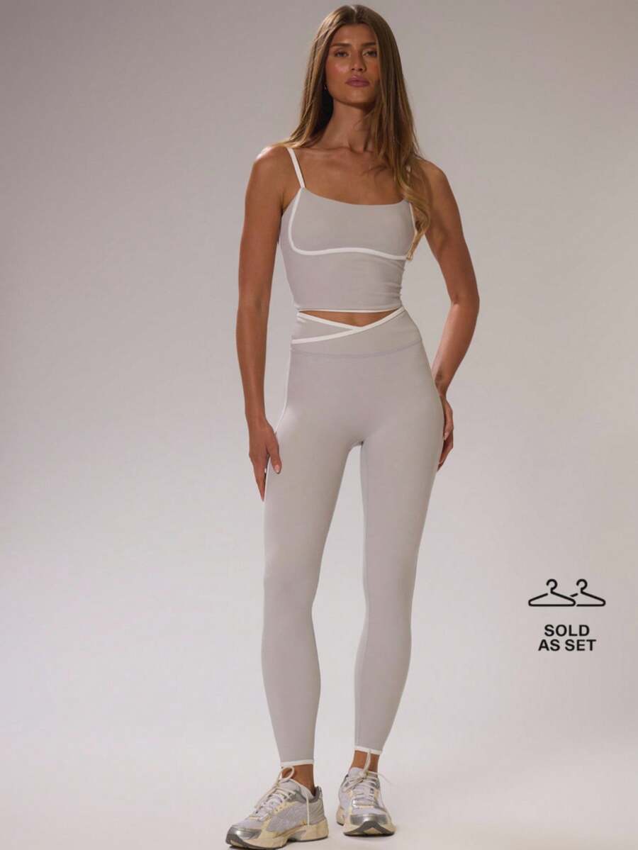 Contrast Piping Fitted Crop To – Pilates Yoga Set recenzja i cena